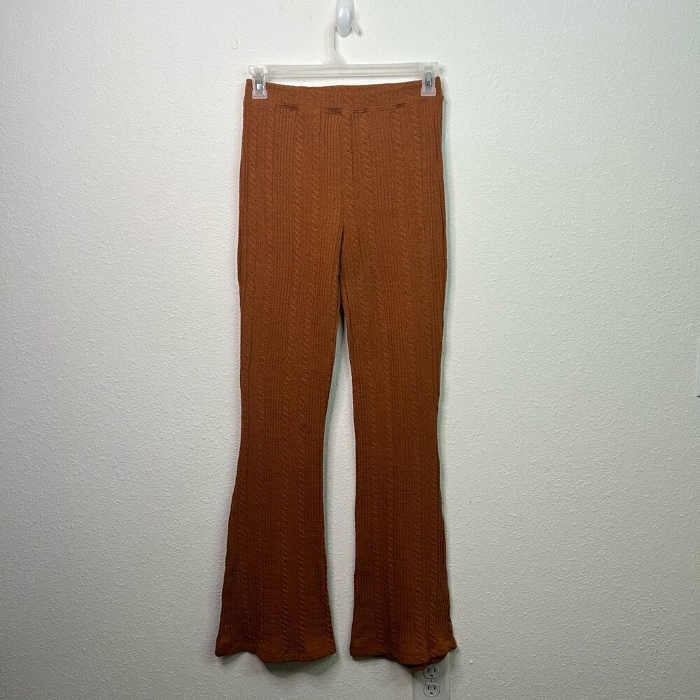 Damson Madder Trousers Edie Cable Knit Jersey Flare Stretch‎ Slim Fit Size 10